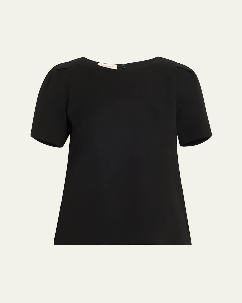 Puff-Sleeve Crepe Blous
